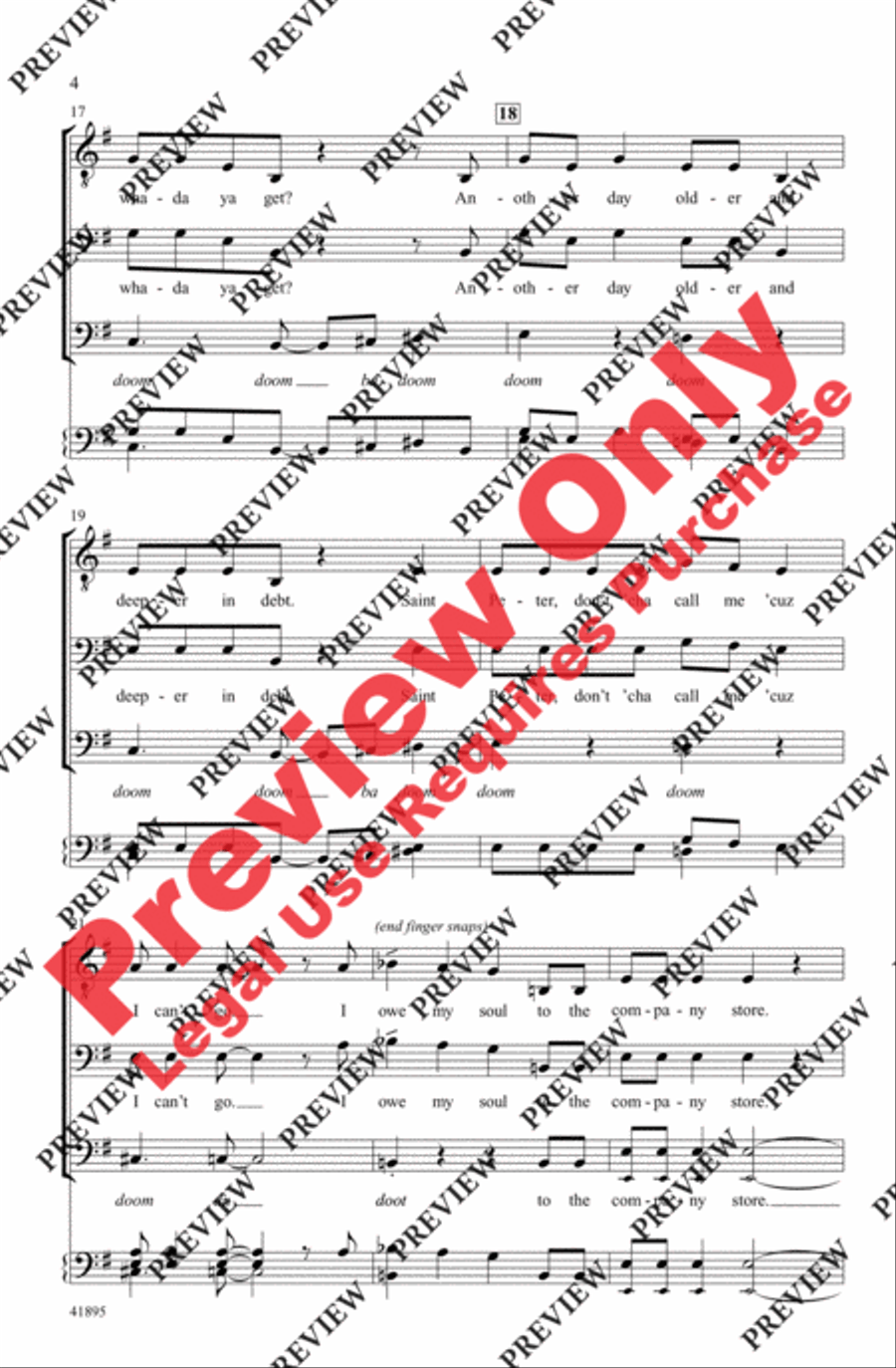 Sixteen Tons Sixteen Tons Men's Choir scores gallery preview page 4