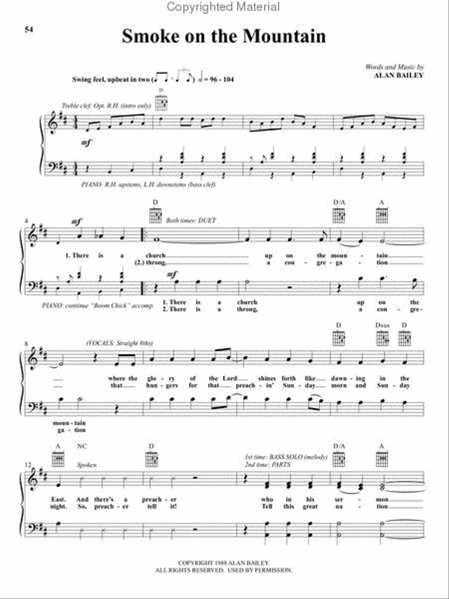 Smoke on the Mountain Piano, Vocal, Guitar scores gallery preview page 2