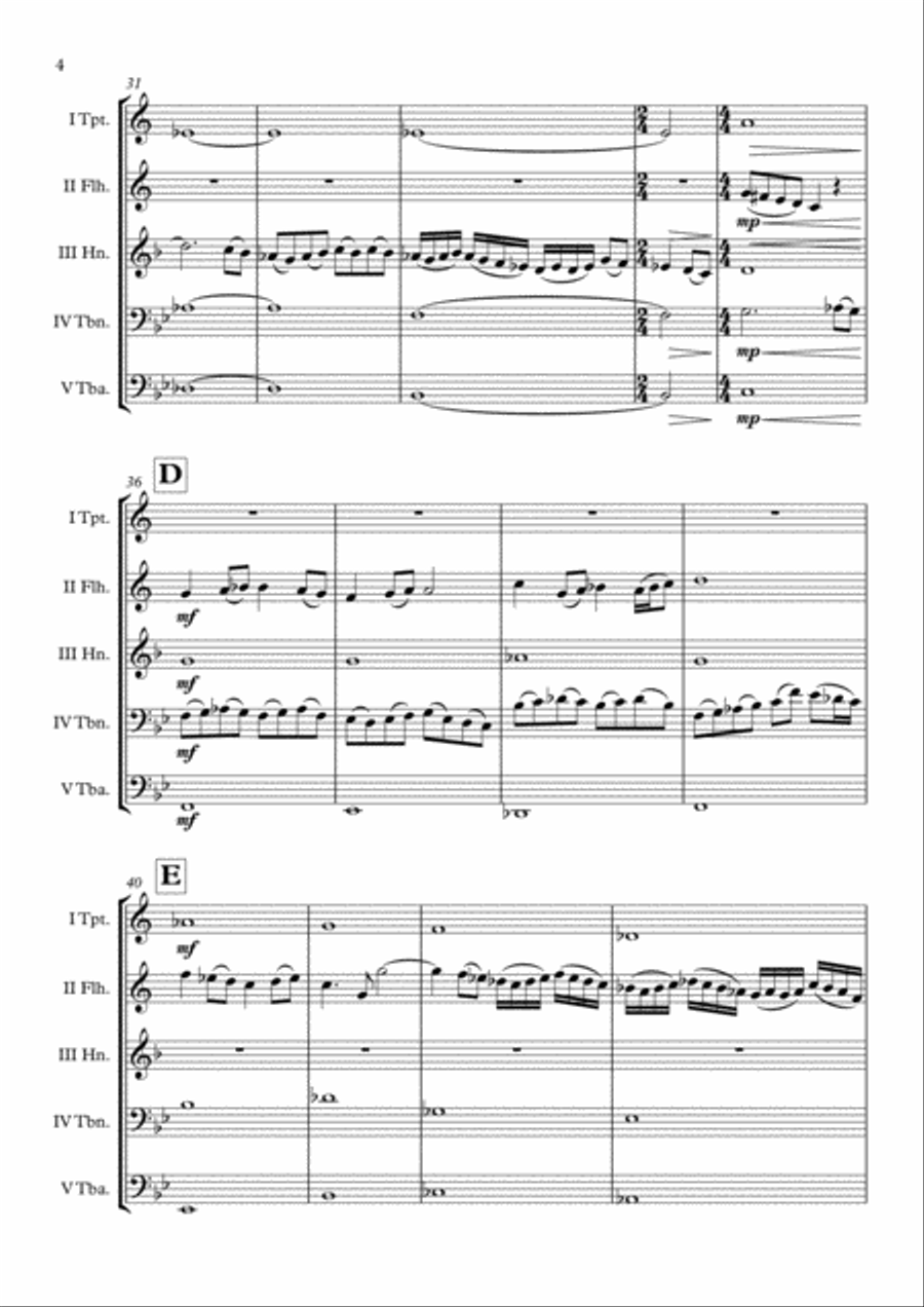 For The Love Of A Princess from the Twentieth Century Fox Motion Picture BRAVEHEART Brass Quintet scores gallery preview page 5