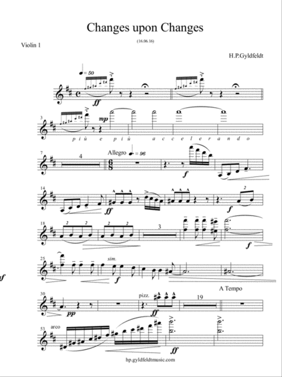 PARTS-Changes Upon Changes - 1st. Violin Violin scores gallery preview page 1