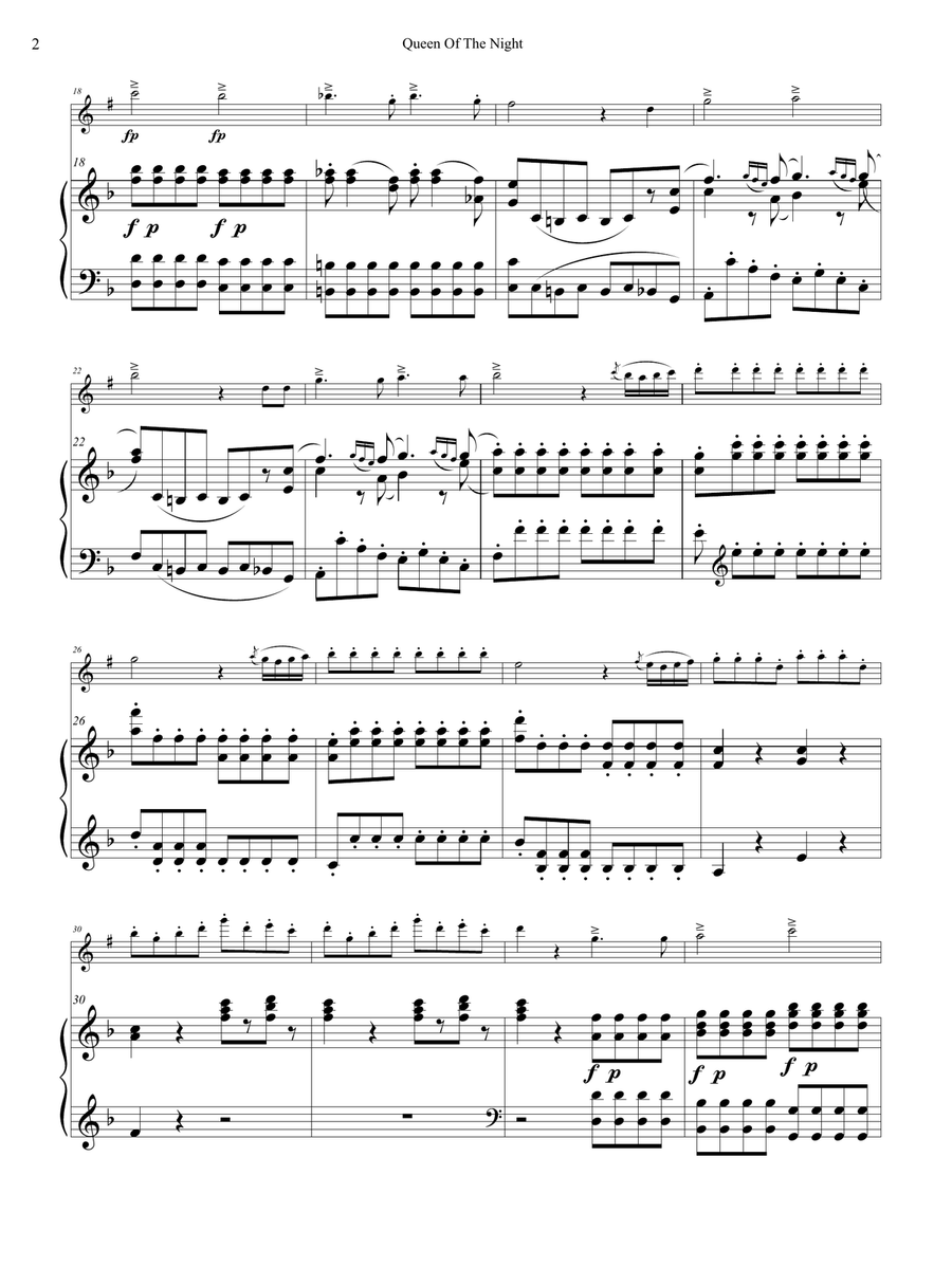 W. A. Mozart: Queen of the Night for Clarinet and Piano Clarinet Solo scores gallery preview page 2