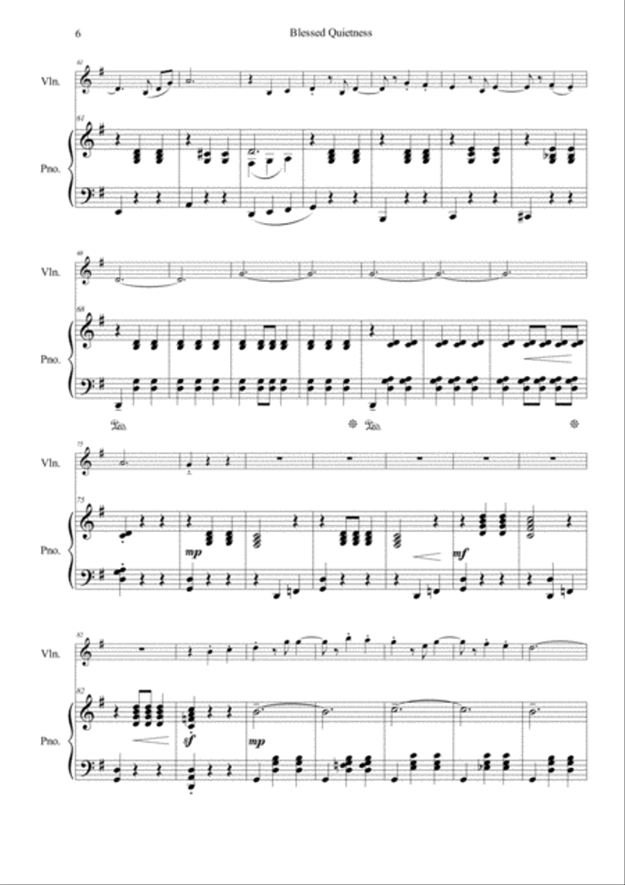 Blessed Quietness (Violin and Piano) Violin Solo scores gallery preview page 6