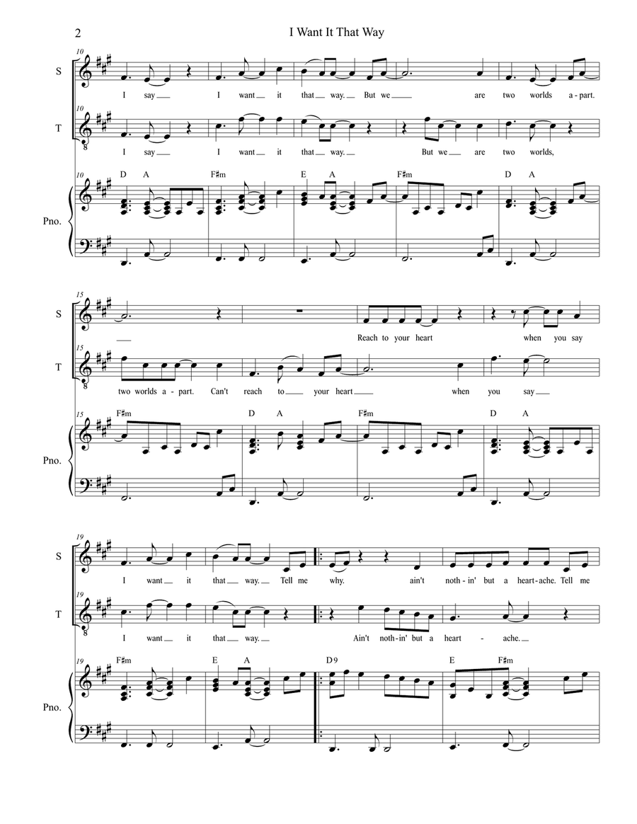 I Want It That Way I Want It That Way Choir scores gallery preview page 2