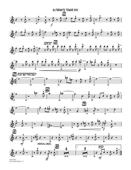 One Note Samba - Alternate Tenor Sax
