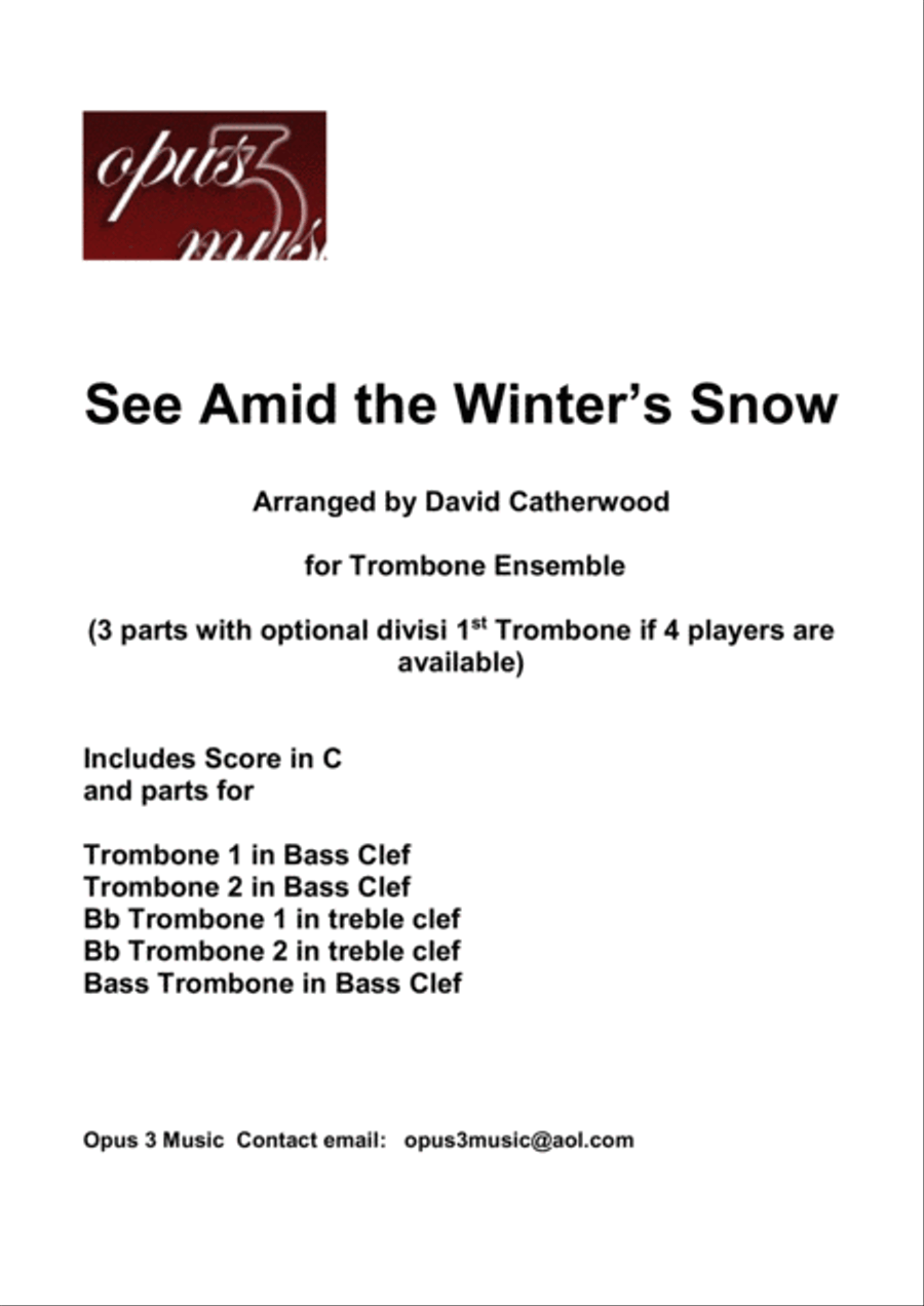 See Amid the Winter's Snow - A Christmas Trombone Ensemble (Trio & Quartet) arranged Catherwood