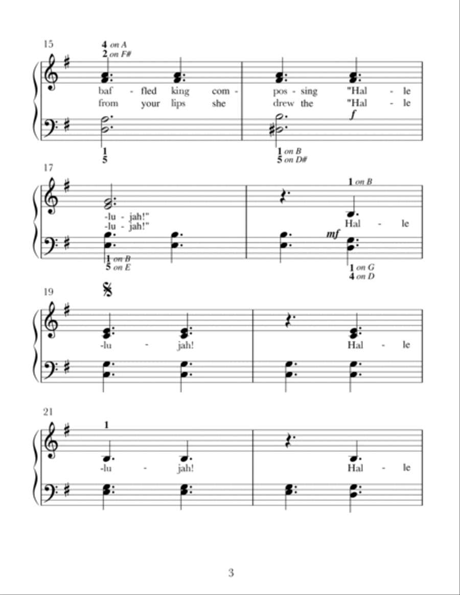 Hallelujah Easy Piano scores gallery preview page 3