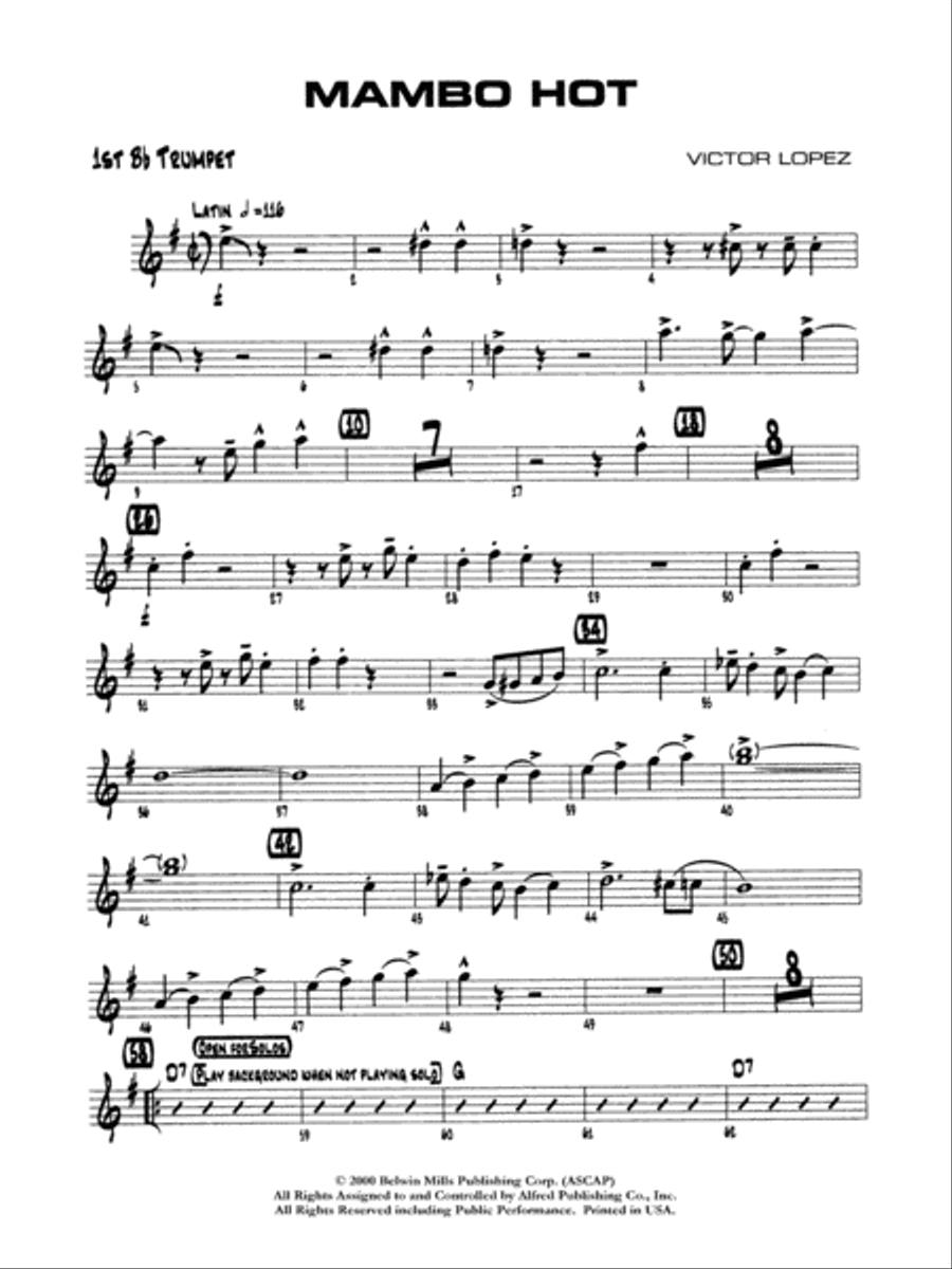 Mambo Hot: 1st B-flat Trumpet Jazz Ensemble scores gallery preview page 1