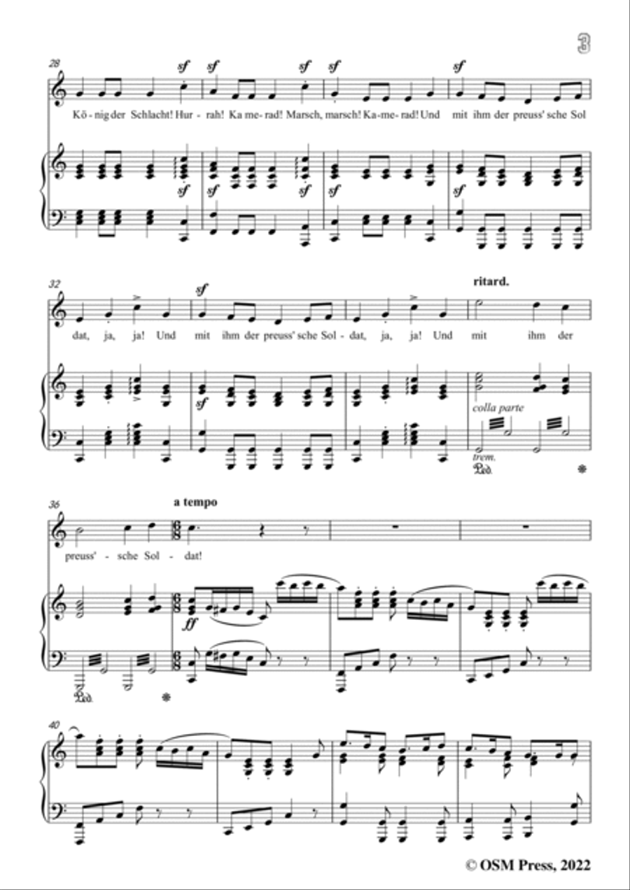 Loewe-Preussisches Hurrahlied,in C Major,for Voice and Piano Voice Solo scores gallery preview page 5
