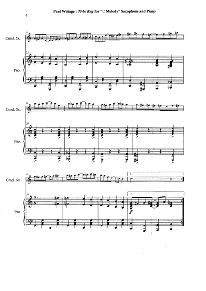 Paul Wehage: Tibo Rag for C melody saxophone and piano