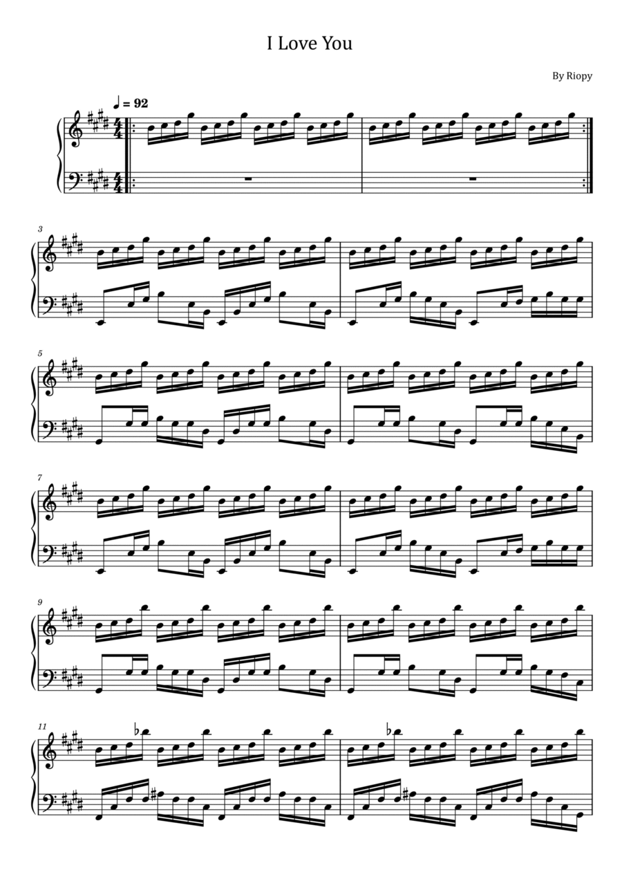 I Love You Piano Solo scores gallery preview page 1