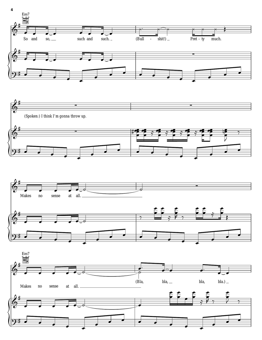 Makes No Sense At All Piano, Vocal, Guitar scores gallery preview page 4