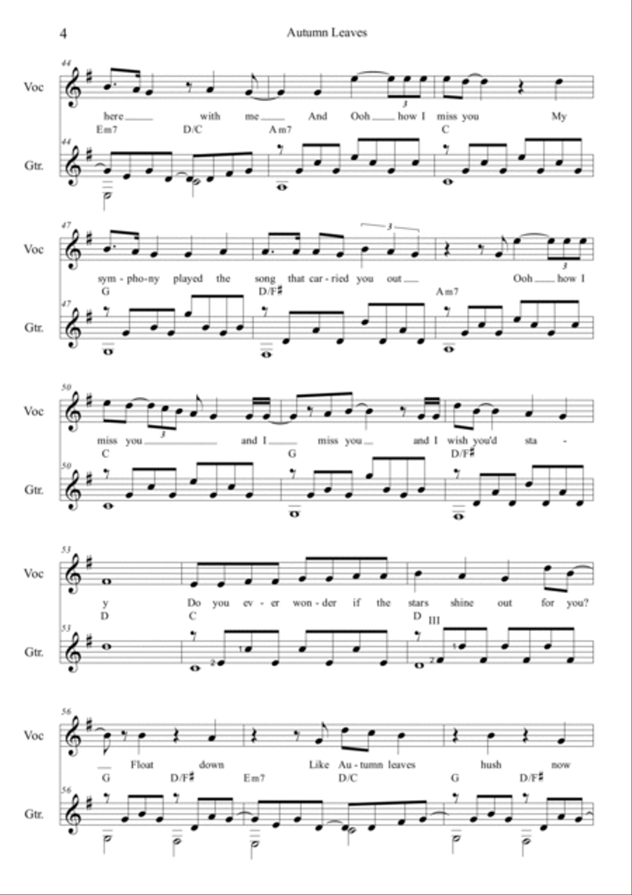Autumn Leaves Guitar scores gallery preview page 4