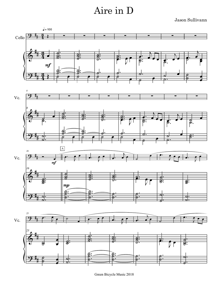 3 Aires for Cello and Piano Piano scores gallery preview page 5
