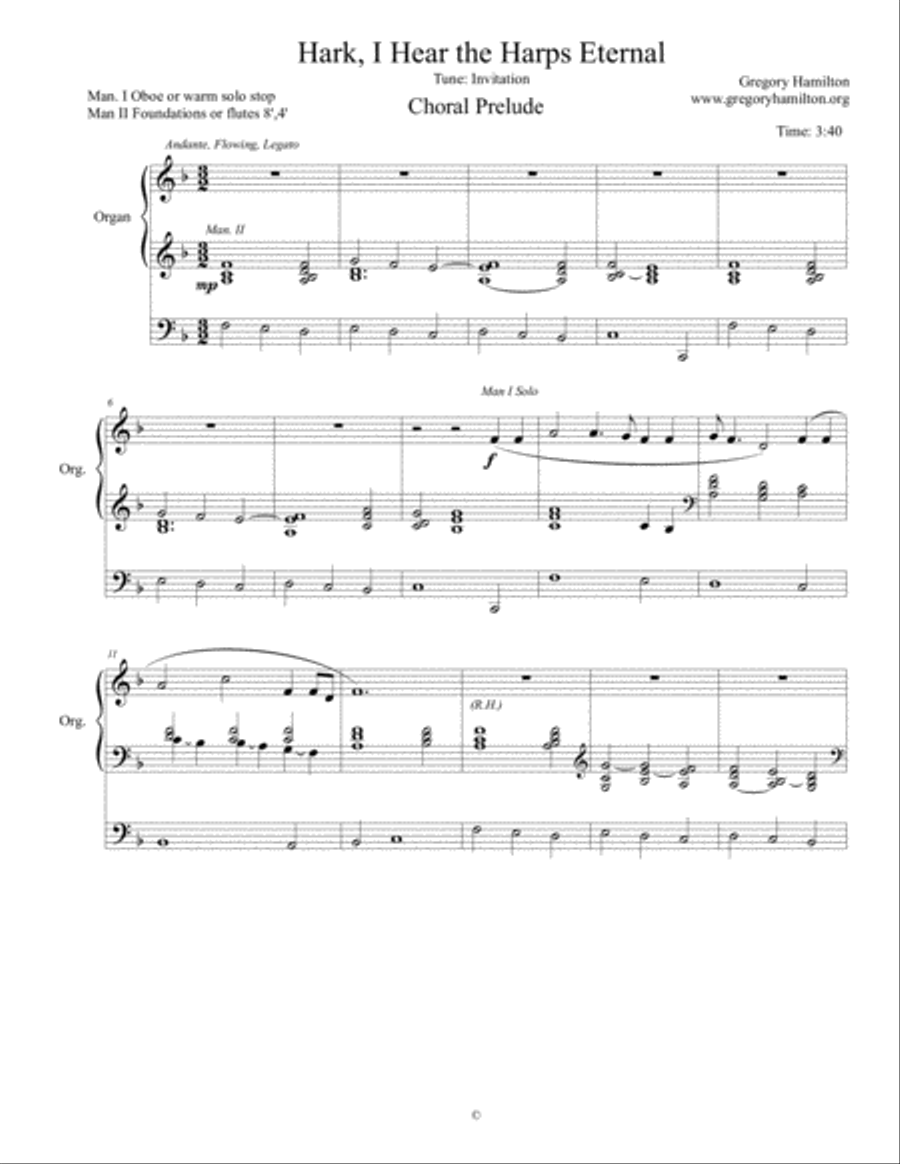 Hark, I Hear the Harps Eternal for Organ Solo Harp scores gallery preview page 1