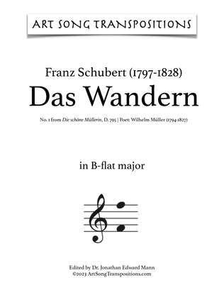 Book cover for SCHUBERT: Das Wandern, D. 795 no. 1 (transposed to 6 keys: B-flat, A, A-flat, G, G-flat, F major)