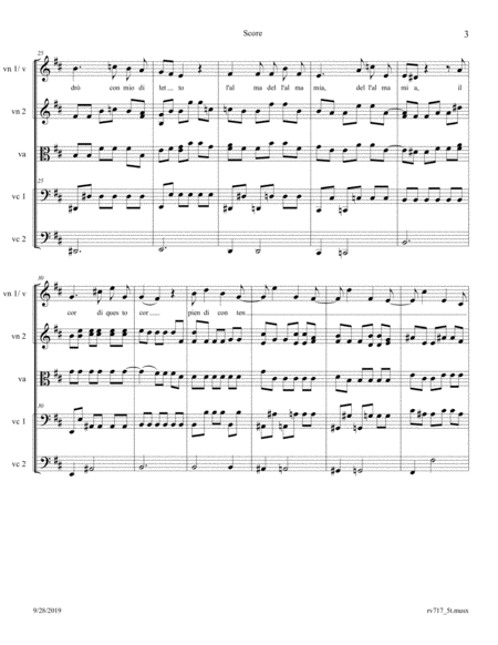 Vivaldi: Aria - 'Vedrò con mio diletto' from Il Giustino RV 717 Arr. for 2-Cellos Quintet or Voice image number null