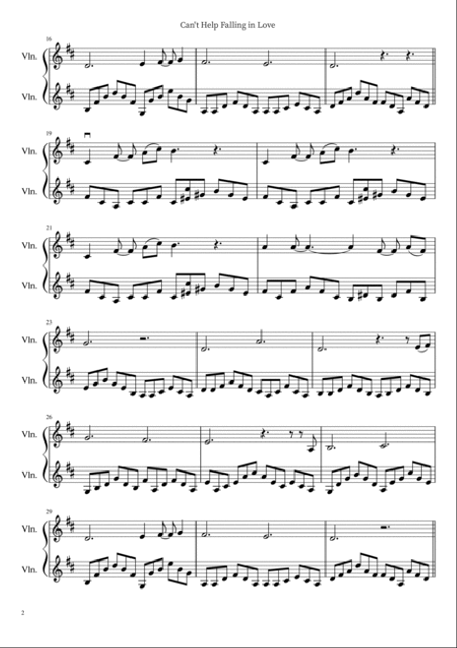 Can't Help Falling In Love String Duet scores gallery preview page 4