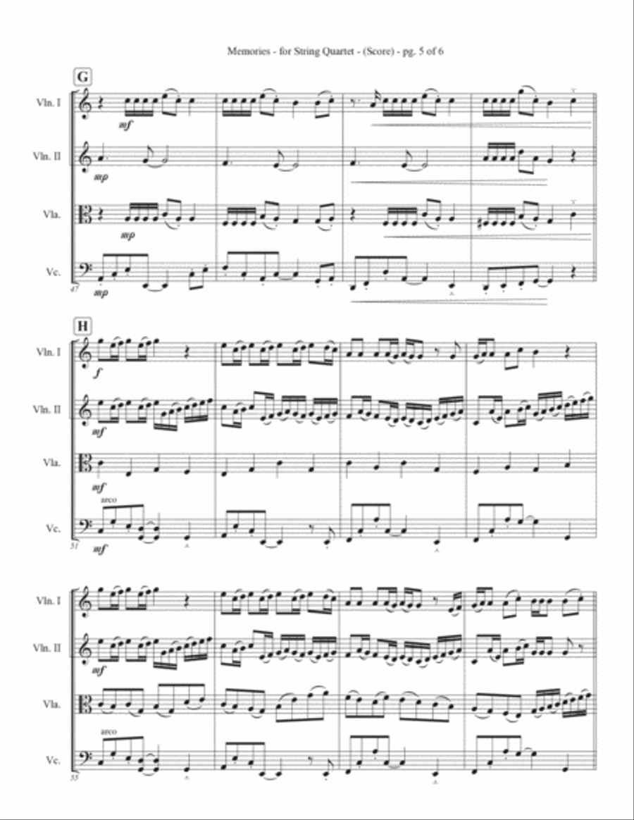 Memories String Quartet scores gallery preview page 6