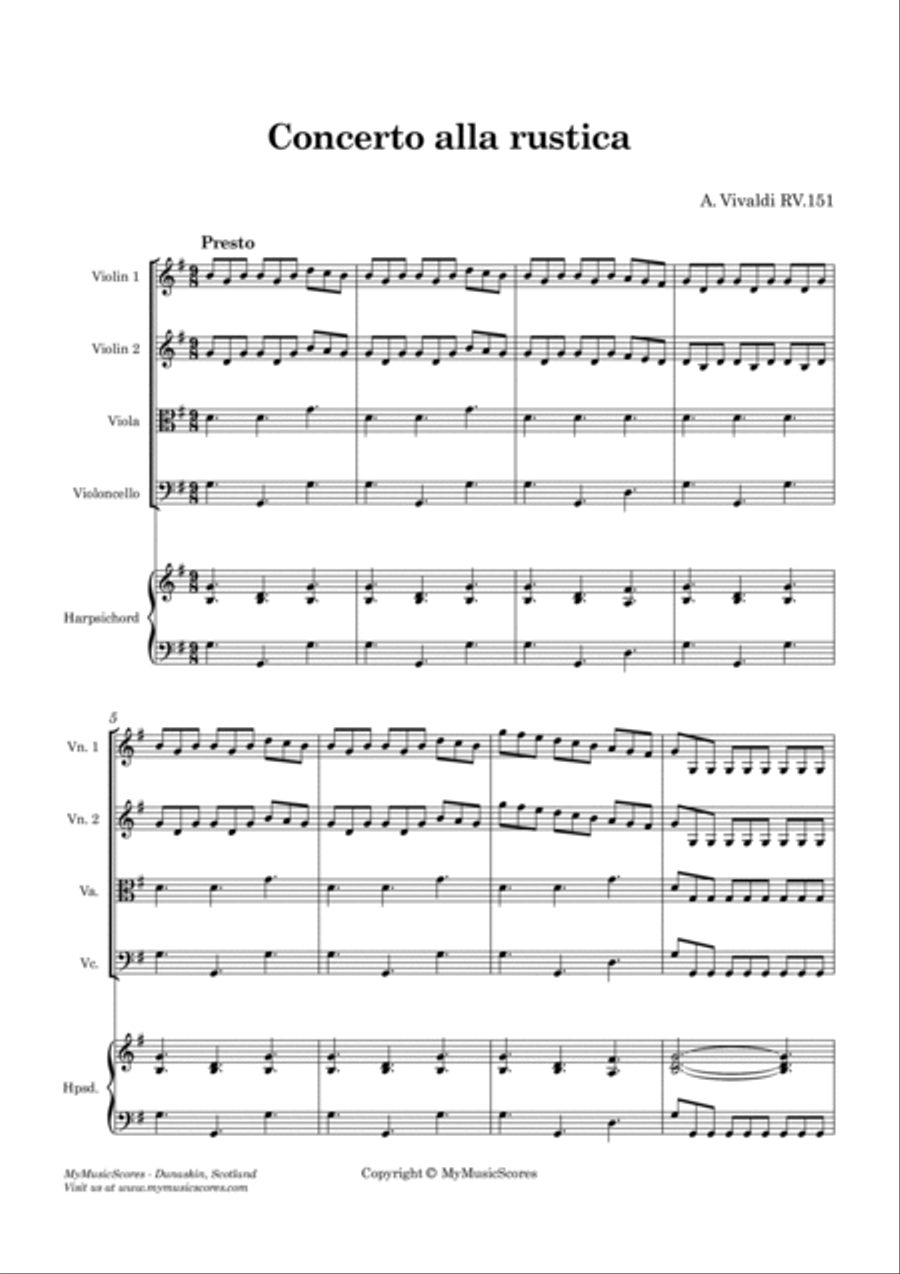 Vivaldi Concerto Alla Rustica RV 151 for String Orchestra String Orchestra scores gallery preview page 2