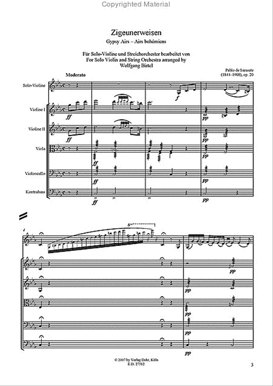 Zigeunerweisen für Violine und Streichorchester op. 20 String Orchestra scores gallery preview page 2