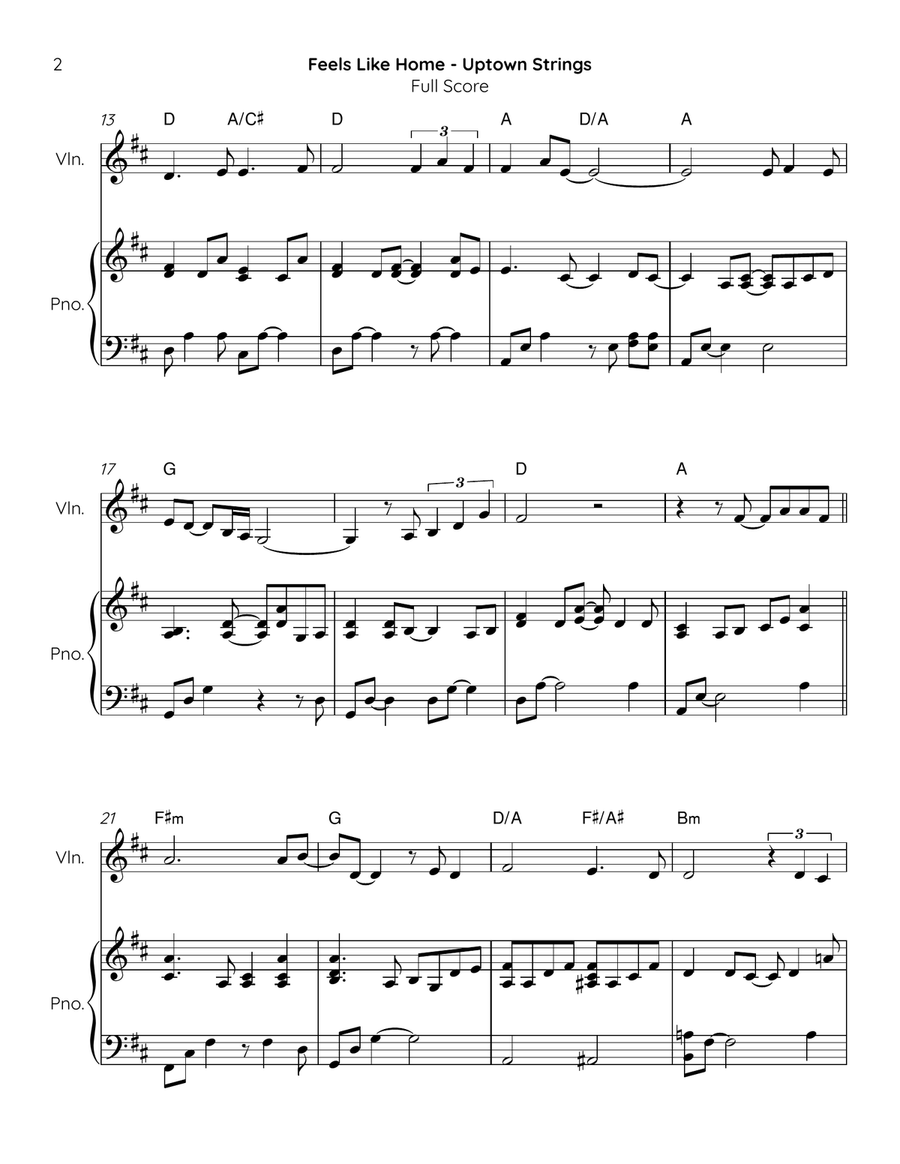 Feels Like Home Violin Solo scores gallery preview page 2