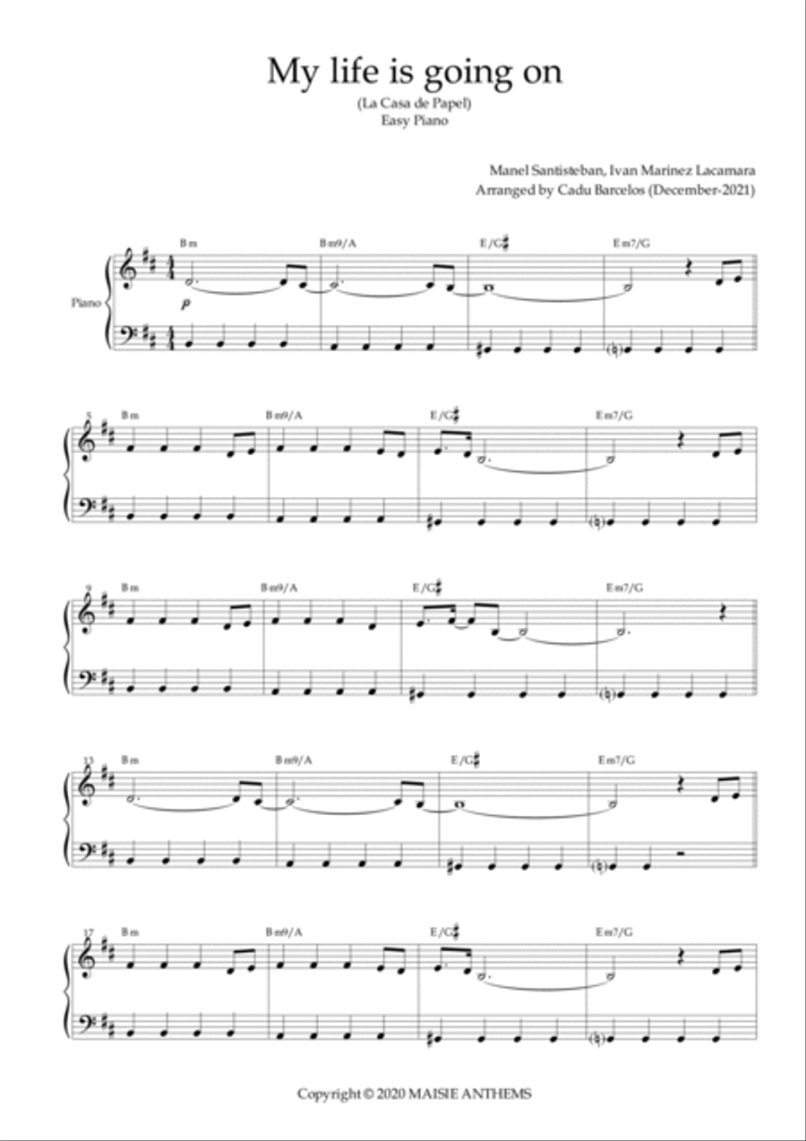 La Casa De Papel (my Life Is Going On) Easy Piano scores gallery preview page 2