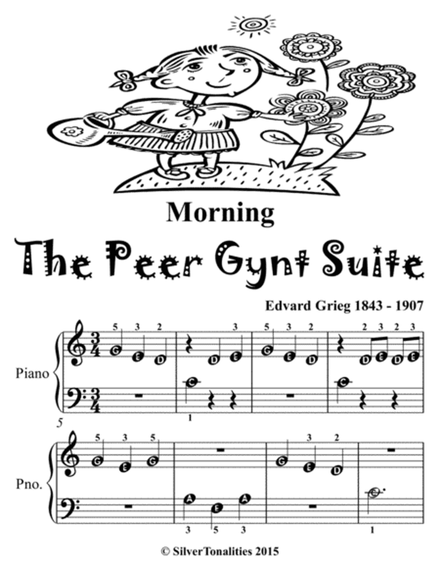Morning the Peer Gynt Suite Beginner Piano Sheet Music 2nd Edition