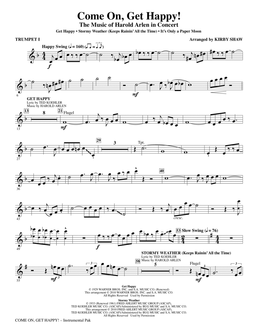 Come On, Get Happy! The Music Of Harold Arlen In Concert (Medley) - Trumpet 1 Choir scores gallery preview page 1