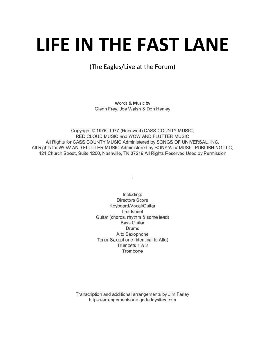 Life In The Fast Lane Tenor Saxophone scores gallery preview page 1