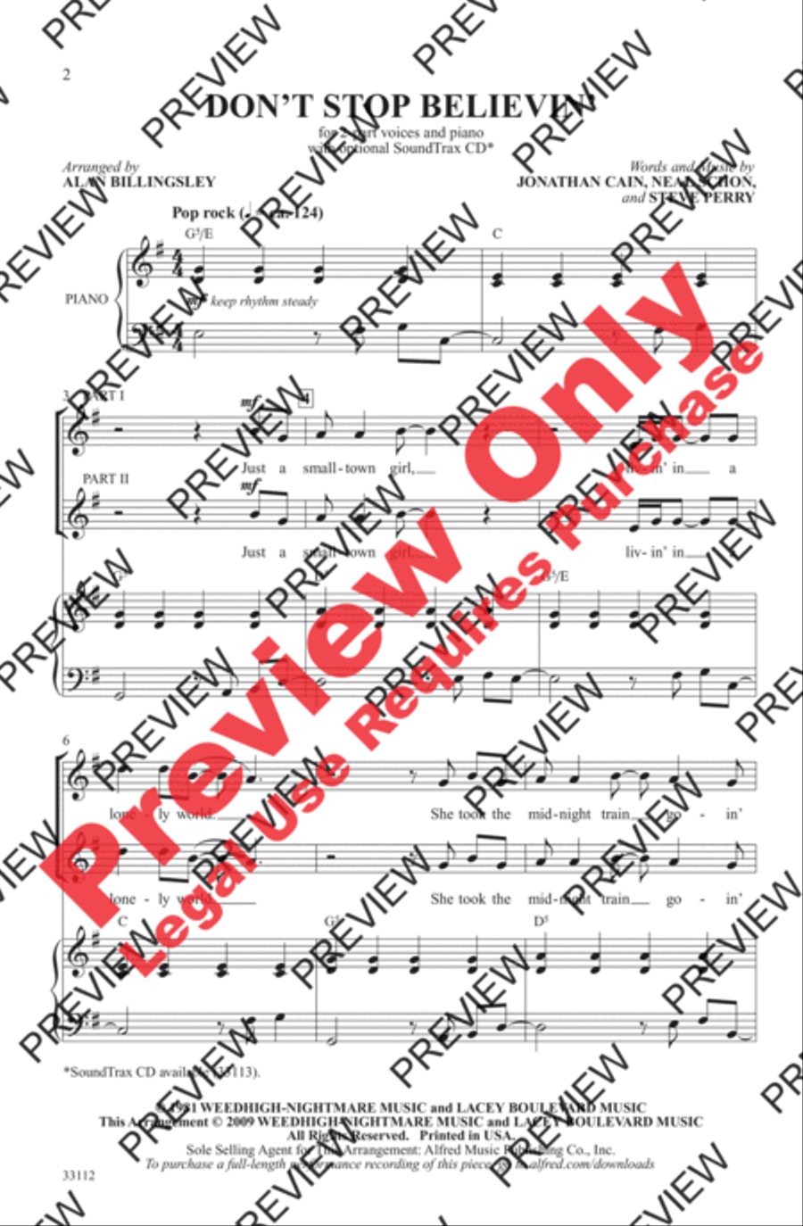 Don't Stop Believin' 2-Part scores gallery preview page 2