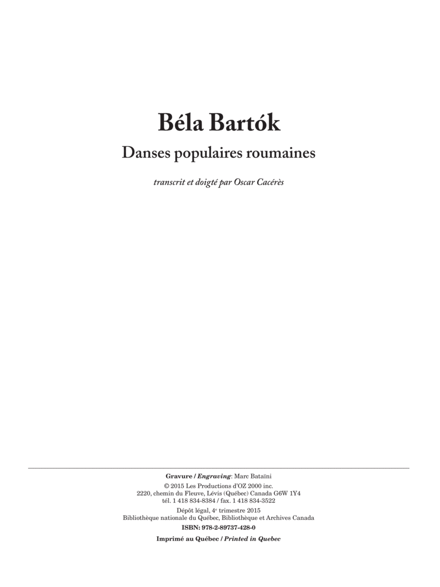 Danses populaires roumaines Classical Guitar scores gallery preview page 1