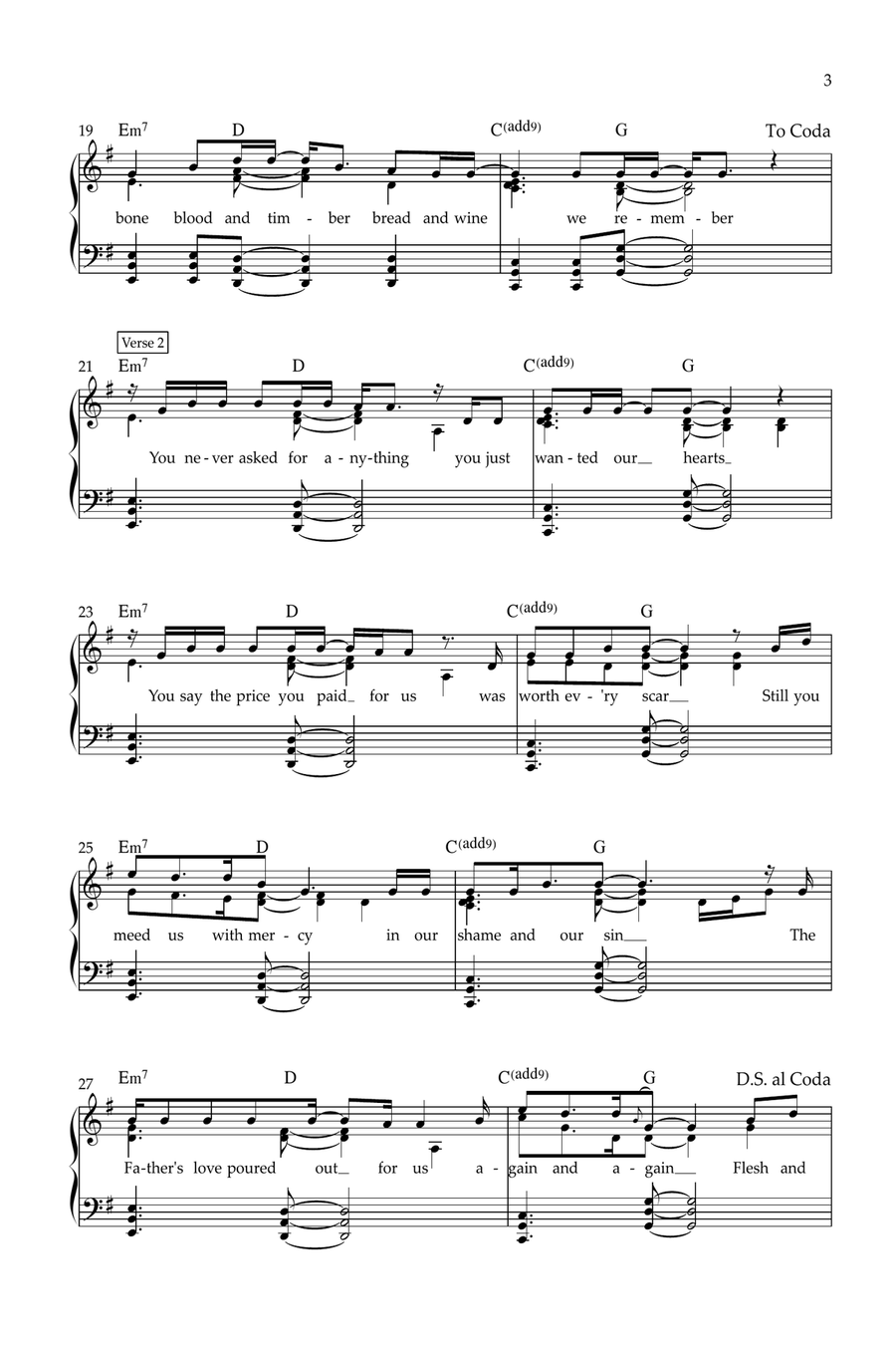 Flesh And Bone (We Remember) Piano, Vocal, Guitar scores gallery preview page 3