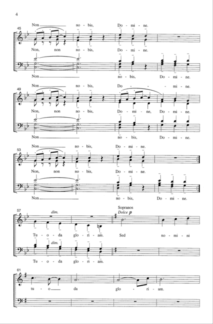 Non Nobis, Domine 4-Part scores gallery preview page 3