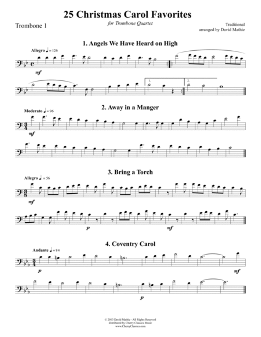 25 Christmas Carol Favorites for Trombone Quartet Trombone Quartet scores gallery preview page 5