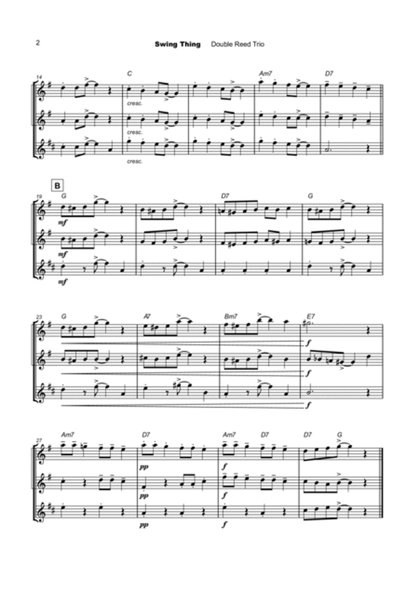 Swing Thing, a jazz piece for Double Reed Trio