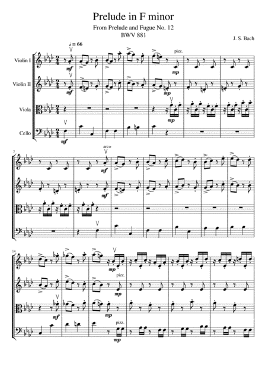 Prelude in F minor String Quartet scores gallery preview page 2
