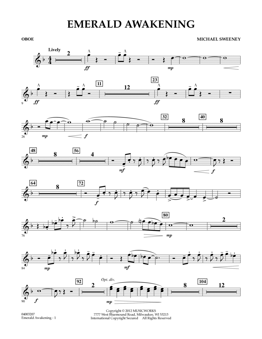 Emerald Awakening - Oboe Concert Band scores gallery preview page 1