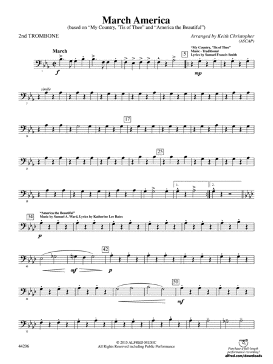 March America: 2nd Trombone Concert Band scores gallery preview page 1