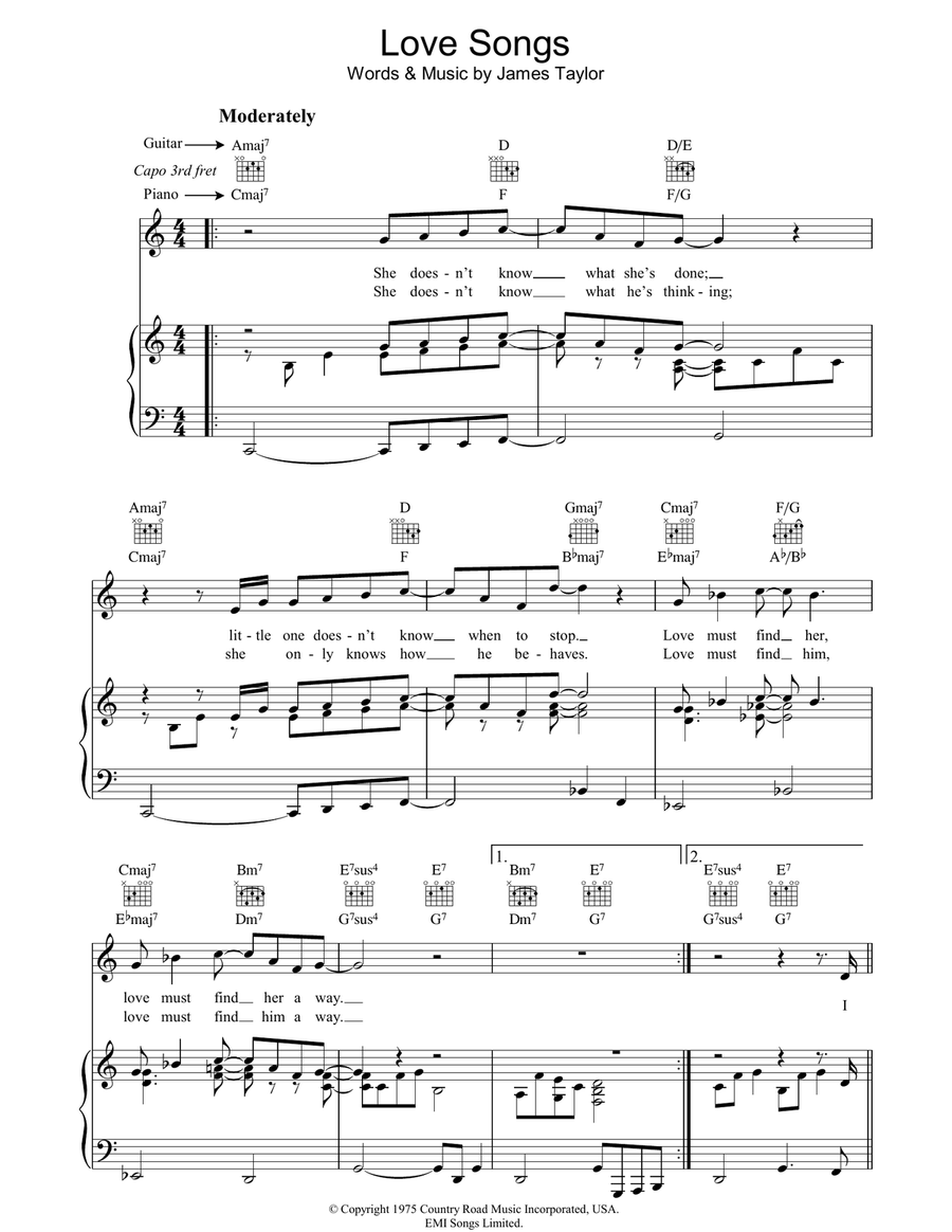 Love Songs Love Songs Piano, Vocal, Guitar scores gallery preview page 1