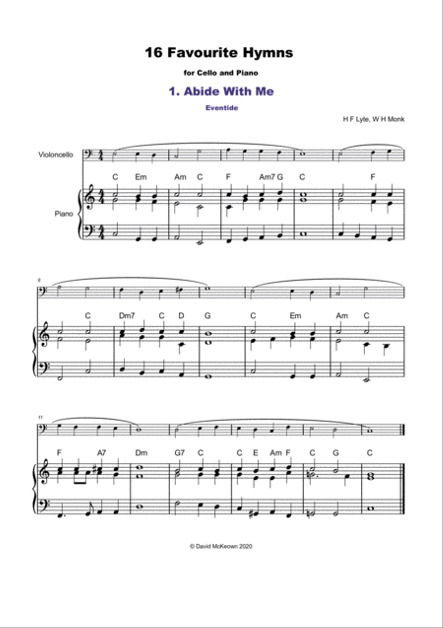 16 Favourite Hymns Vol.1 for Cello and Piano Piano scores gallery preview page 2