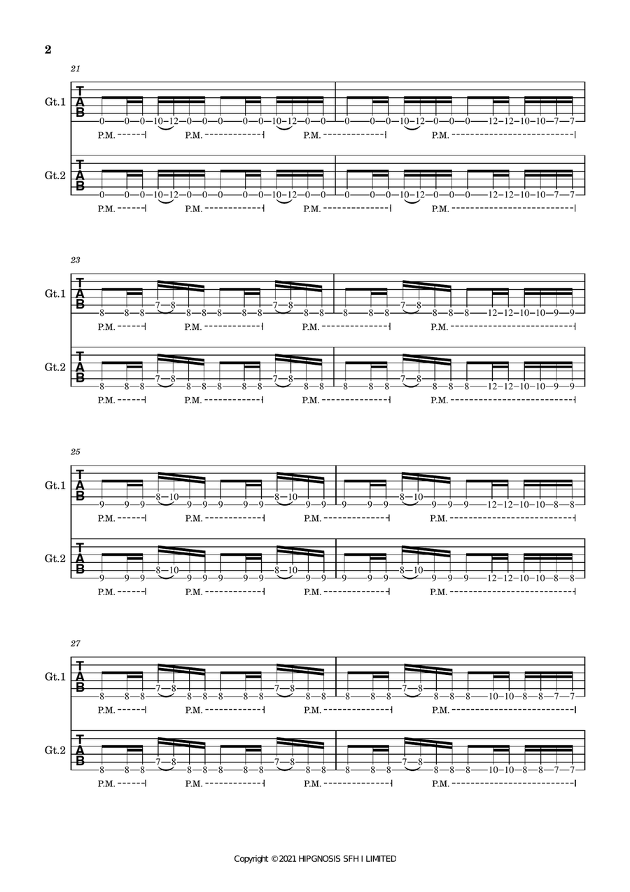 Hymn Of A Broken Man Guitar Tablature scores gallery preview page 2
