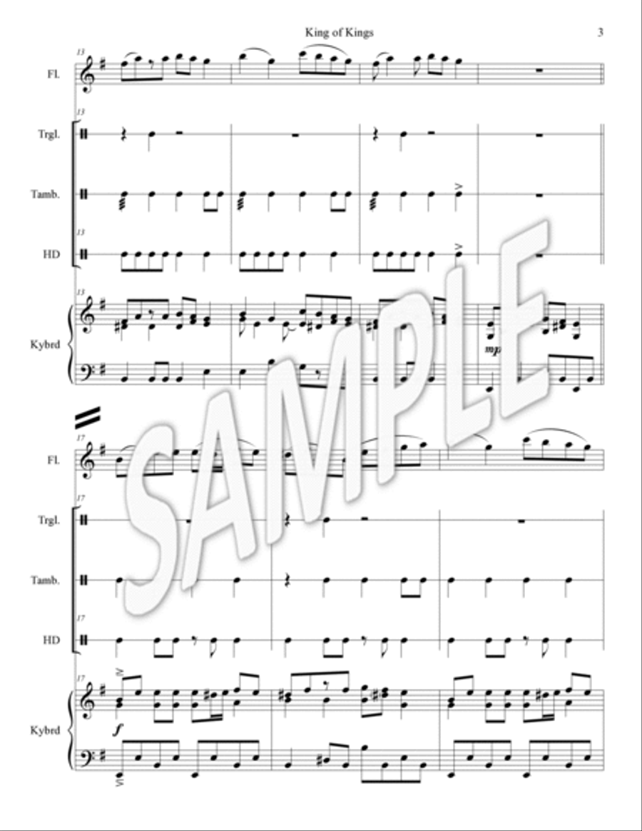 King of kings (keyboard accompaniment with optional flute and percussion) Flute scores gallery preview page 3
