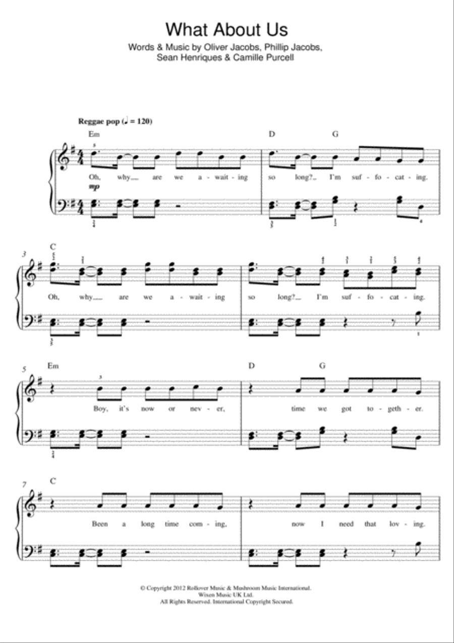What About Us (featuring Sean Paul) Piano scores gallery preview page 1