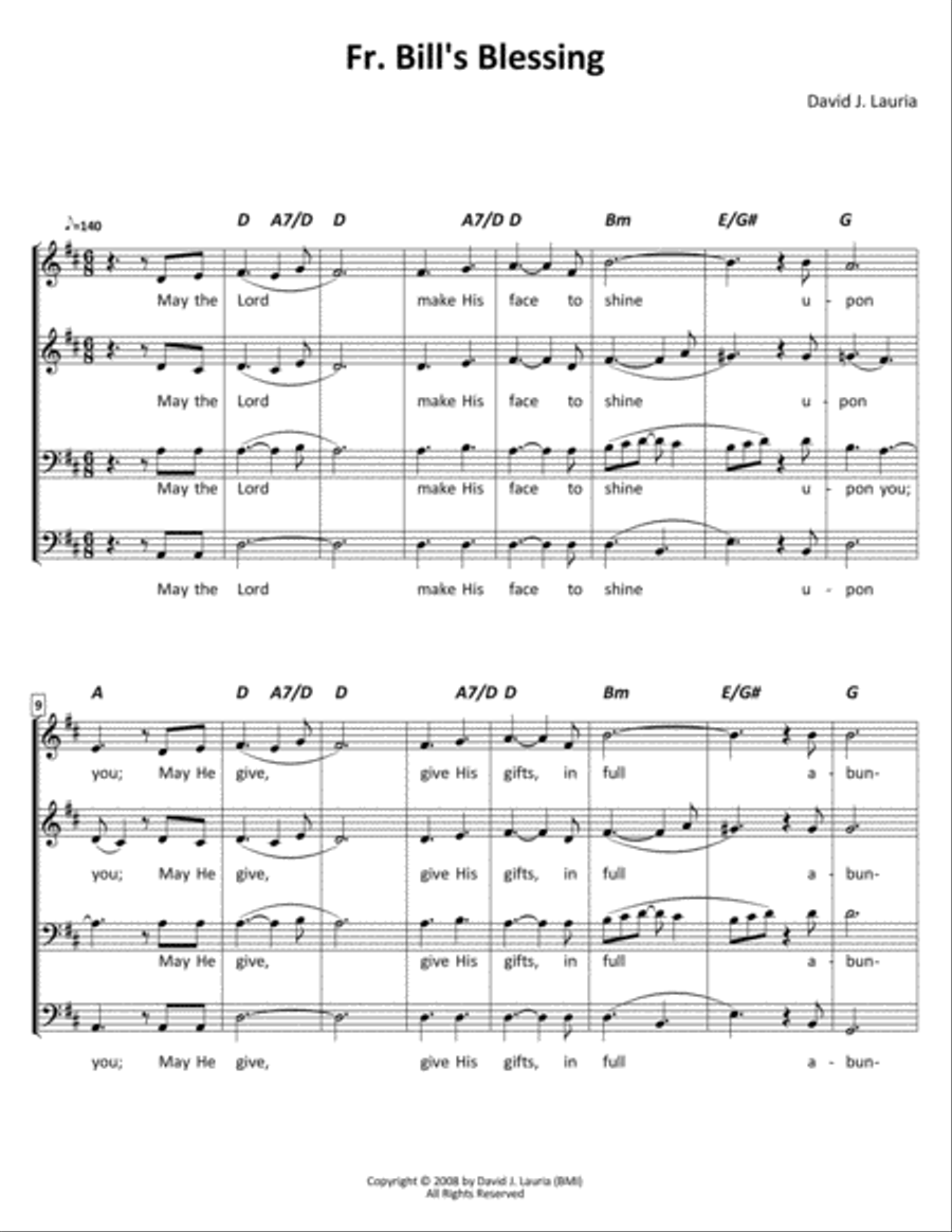 Fr. Bill's Blessing 4-Part scores gallery preview page 1