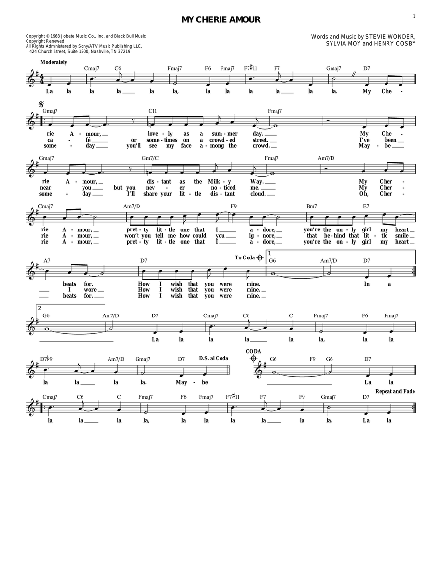 My Cherie Amour Guitar scores gallery preview page 1