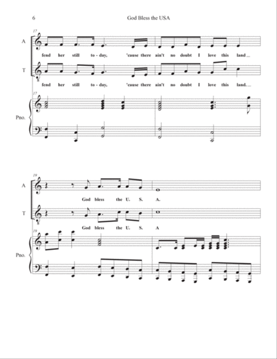 God Bless The U.s.a. God Bless The U.s.a. Vocal Duet scores gallery preview page 6