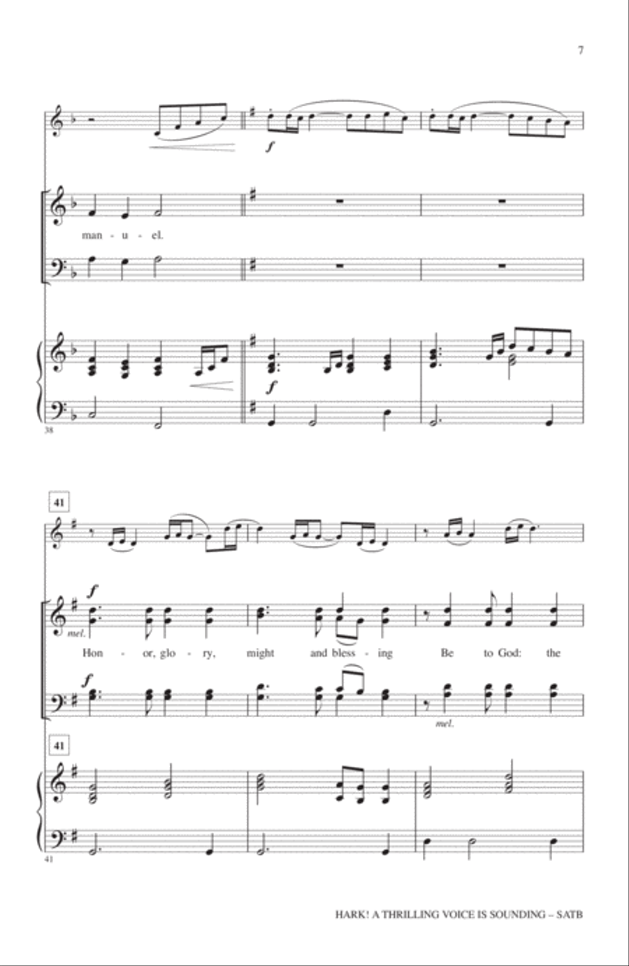 Hark! A Thrilling Voice Is Sounding 4-Part scores gallery preview page 6
