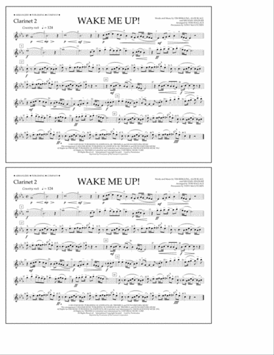 Wake Me Up! - Clarinet 2 Marching Band scores gallery preview page 1