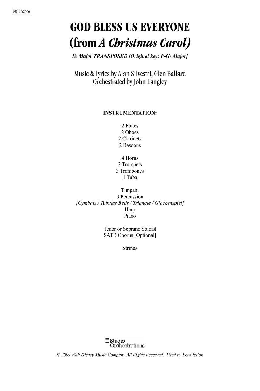 God Bless Us Everyone Full Orchestra scores gallery preview page 1