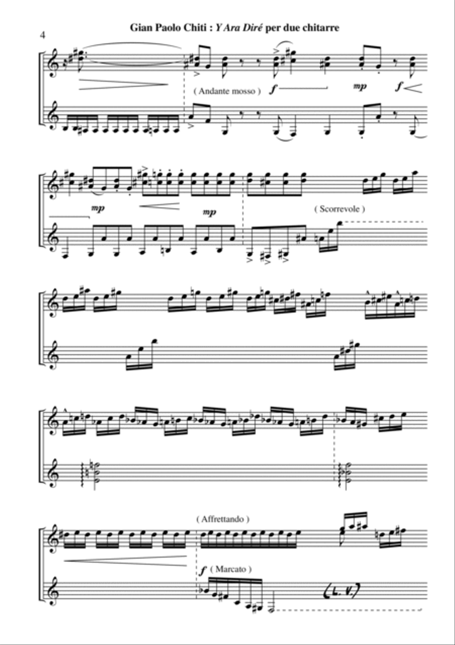Gian Paolo Chiti: Y Ara Dirè for two guitars Classical Guitar scores gallery preview page 4